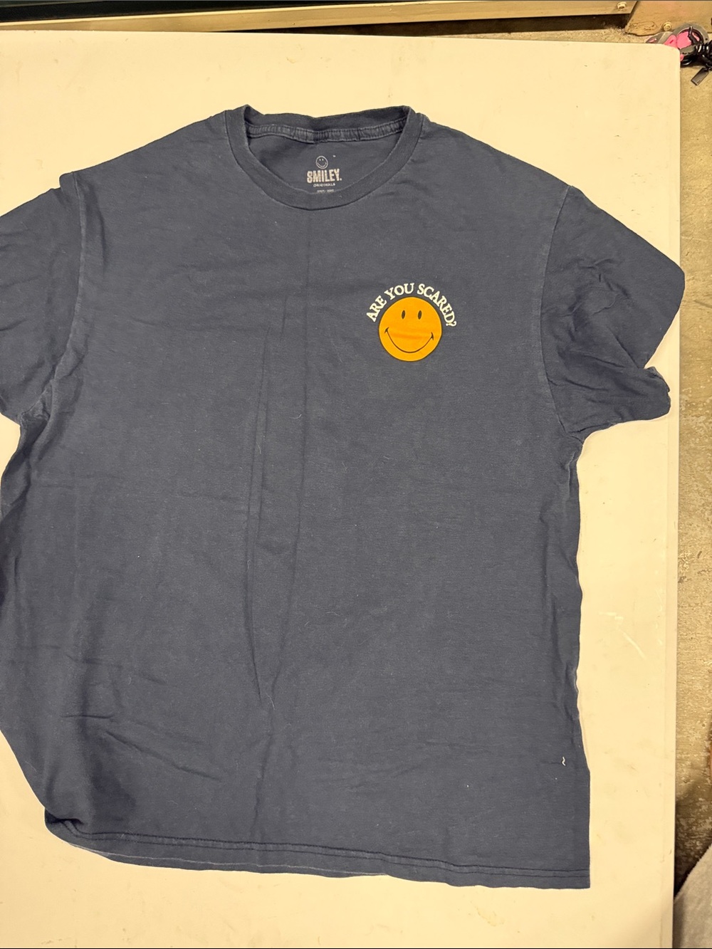 SMILEY Navy Short-Sleeve Tee with Yellow Smiley Graphic